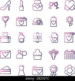 set of icons women day,gradient style icon vector illustration design Stock Vector