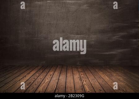 light and dark gray wall and brown wooden floor decoration for textured background Stock Photo