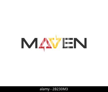 maven wordmark logo with letter A and V as Up Down arrow head Stock Vector