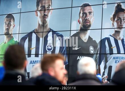 Fans outside the ground before the Premier League match at the AMEX Stadium, Brighton. Stock Photo