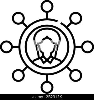 Multitasking position line icon, concept sign, outline vector illustration, linear symbol. Stock Vector