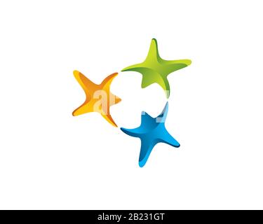 three human figure as 3 star holding hand together flying united Stock Vector
