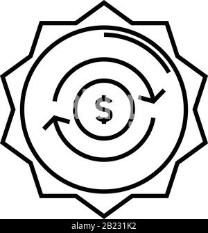 Cash flow icon. Recycle euro coin symbol. Money and arrows sign. Vector ...