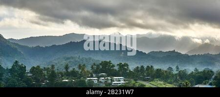 Alotau is the capital of Milne Bay Province, in the south-east of Papua New Guinea. It is located on the northern shore of Milne Bay Stock Photo