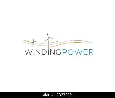wind mill turbine generating power by strong stream lines Stock Vector