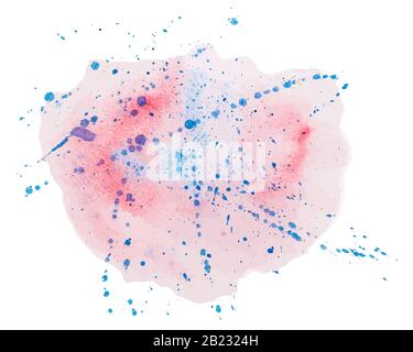 Pink with blue watercolor vector splash stain Stock Vector