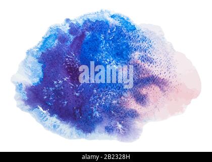 Blue and pink watercolor vector splash stain Stock Vector