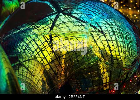 Bunch of colorful metalic Mylar Balloons with reflection. Stock Photo