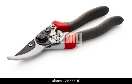 garden tool secateur on a white isolated background Stock Photo