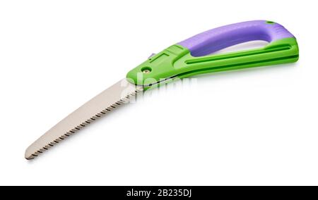 garden tool saw on a white isolated background Stock Photo