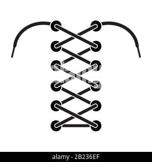 Black Shoelace Icon Isolated on White Background Stock Vector