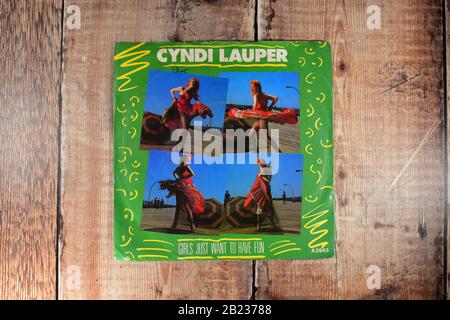 Cyndi Lauper - Girls just want to have fun - 7 inch single Stock Photo