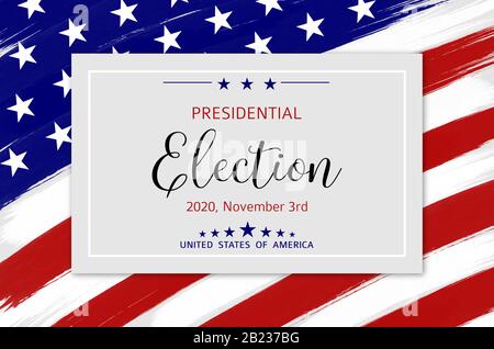 2020 USA Presidential Elections background. Banner for US elections, voting concept vector illustration. Stock Vector