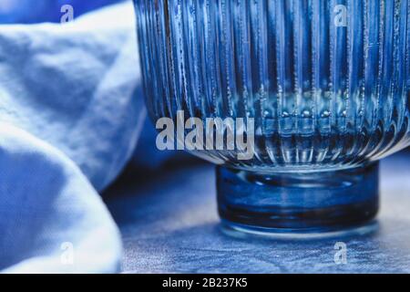 Monochromatic still life in Classic Blue, Colour of the year for 2020 . Stock Photo