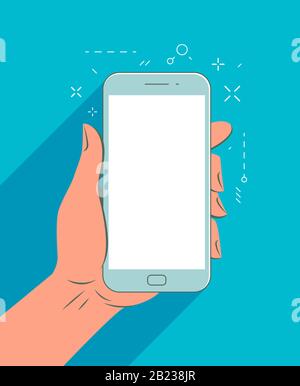 Smartphone in hand. Mobile app vector illustration Stock Vector