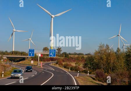 Autobahn In Deutschland Im Hintergrund Windkraftraeder Stock Photo Alamy