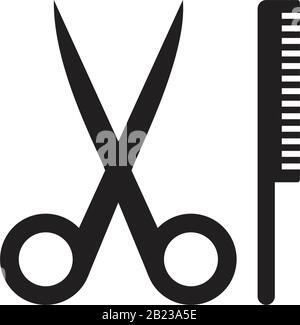 Comb and scissors icon template black color editable. Comb and scissors icon symbol Flat vector illustration for graphic and web design. Stock Vector