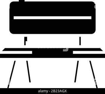 Garden bench black icon, concept illustration, vector flat symbol, glyph sign. Stock Vector