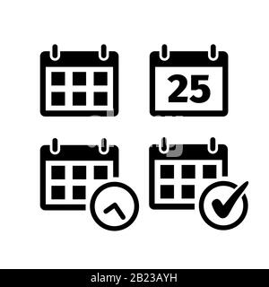 Calendar icon set in flat style on white. Stock Vector
