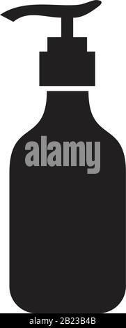 Gel, foam or liquid soap dispenser pump plastic bottle, vector icon template black color editable. Pump plastic bottle, vector icon symbol Flat vector Stock Vector