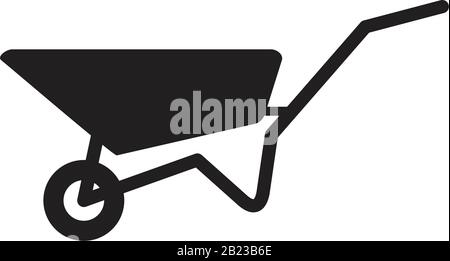 Wheelbarrow Icon template black color editable. Wheelbarrow Icon symbol Flat vector illustration for graphic and web design. Stock Vector