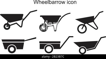 Wheelbarrow Icon template black color editable. Wheelbarrow Icon symbol Flat vector illustration for graphic and web design. Stock Vector