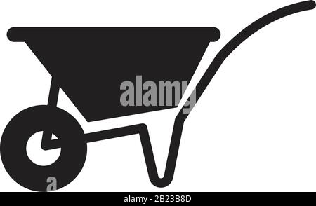 Wheelbarrow Icon template black color editable. Wheelbarrow Icon symbol Flat vector illustration for graphic and web design. Stock Vector