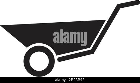 Wheelbarrow Icon template black color editable. Wheelbarrow Icon symbol Flat vector illustration for graphic and web design. Stock Vector