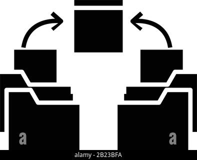 Files configuration black icon, concept illustration, vector flat symbol, glyph sign. Stock Vector
