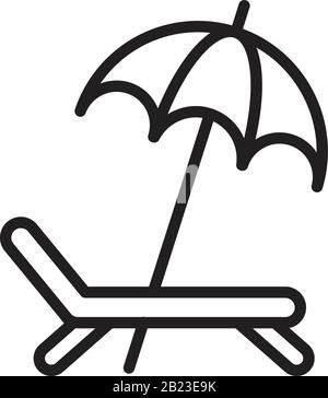 A deckchair with an umbrella vector icon template black color editable. A deckchair with an umbrella vector icon symbol Flat vector illustration for g Stock Vector