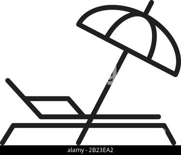 A deckchair with an umbrella vector icon template black color editable. A deckchair with an umbrella vector icon symbol Flat vector illustration for g Stock Vector