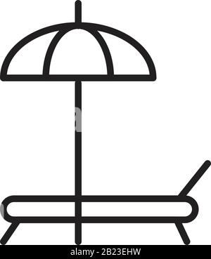 A deckchair with an umbrella vector icon template black color editable. A deckchair with an umbrella vector icon symbol Flat vector illustration for g Stock Vector