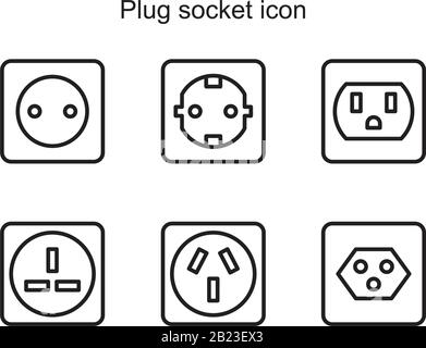 Plug socket icon template black color editable. Plug socket icon symbol Flat vector illustration for graphic and web design. Stock Vector