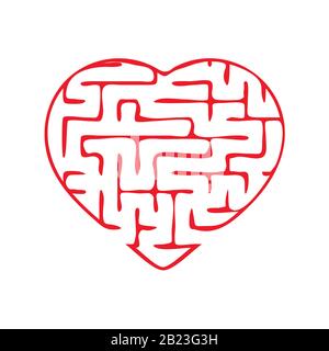 Labyrinth heart. Simple flat vector illustration isolated on white background. An interesting game for children and teenagers Stock Vector