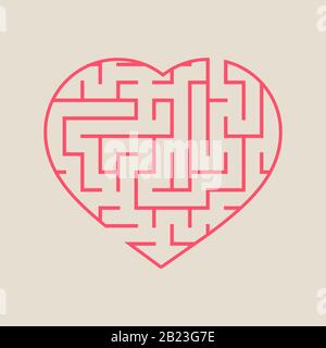 Labyrinth heart. Simple flat vector illustration isolated on white background. An interesting game for children and teenagers Stock Vector