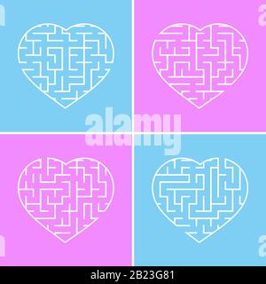 Labyrinth heart. Simple flat vector illustration isolated on white background. An interesting game for children and teenagers Stock Vector