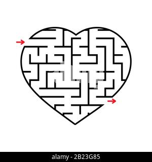 Labyrinth heart. Simple flat vector illustration isolated on white background. An interesting game for children and teenagers Stock Vector