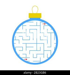 Labyrinth. Christmas tree toy. Simple flat vector illustration isolated on white background Stock Vector