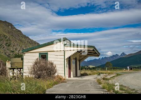 Abandoned Fairlight Railway Terminus, the southern terminus for Kingston Flyer, Southland Region, South Island, New Zealand Stock Photo