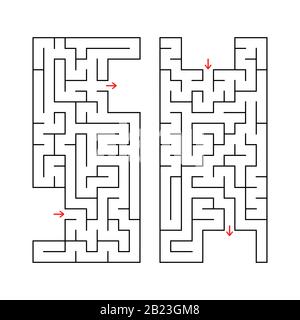 A set of two rectangular labyrinths. Simple flat vector illustration isolated on white background. With a place for your image Stock Vector