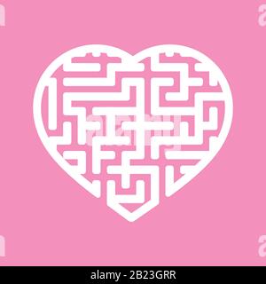 Labyrinth heart. A simple flat vector illustration isolated on a pink background Stock Vector
