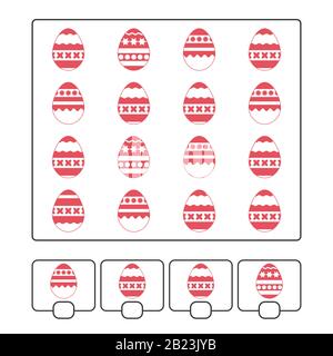 Counting game for preschool children for the development of mathematical abilities. How much. Easter eggs. With a place to write answers. Simple flat Stock Vector