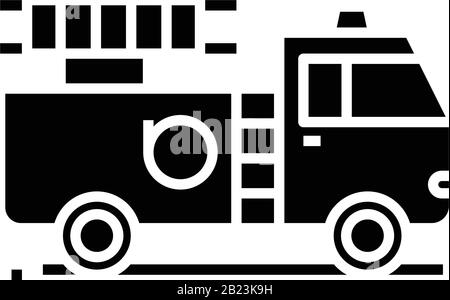 Fire truck black icon, concept illustration, vector flat symbol, glyph sign. Stock Vector