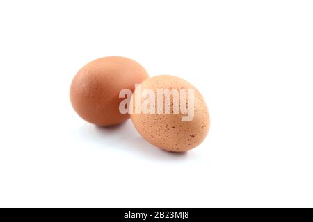 Two eggs isolated on white background Stock Photo