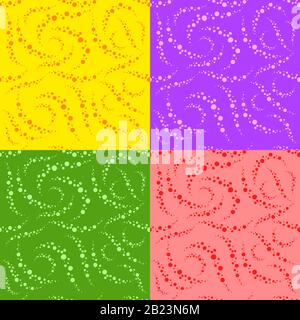 Set of colored abstract seamless patterns. Simple flat vector illustration. Stock Vector