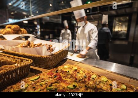 BEIJING, СHINA - JUNE 01, 2019: Confectionery performed by Chinese chefs in traditional cuisine. Stock Photo