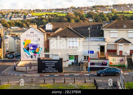 Political murals in Londonderry, Northern Ireland, United Kingdom Stock Photo