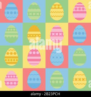Set of colored silhouettes of isolated Easter eggs. With an abstract pattern. Simple flat vector illustration. Suitable for decoration of postcards, a Stock Vector