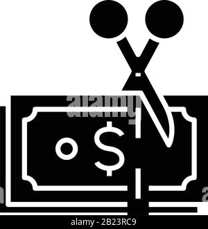 Financial expenses black icon, concept illustration, vector flat symbol, glyph sign. Stock Vector