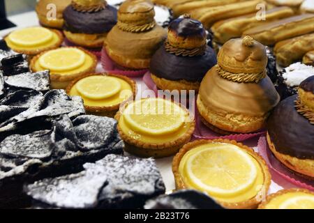 Religieuse - French Bakery Pastry Display - Versailles - France Stock Photo